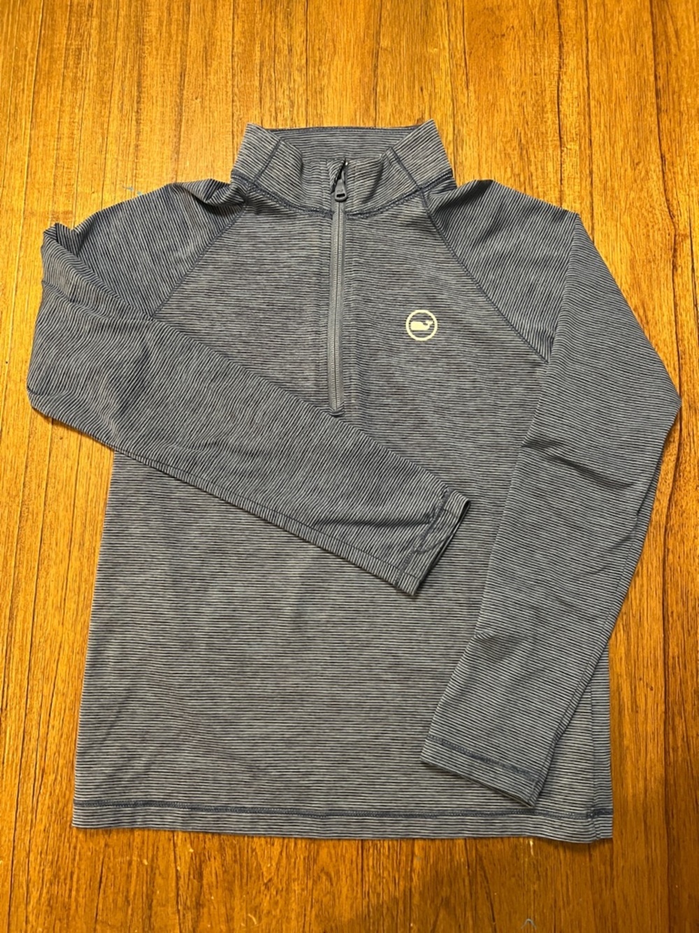 Vineyard Vines Boys Navy, black and White Striped Quarter-Zip Top